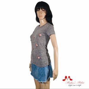 *Like New* J. Crew Grey Sequin Pink Flamingo Tee